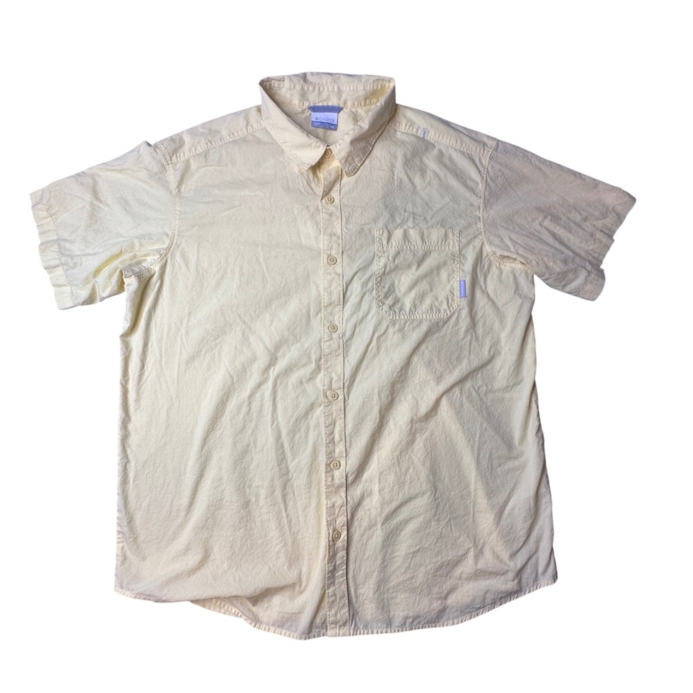 Columbia Shirt Mens XXL‎ Yellow Short Sleeve Button Down Cotton Casual Outdoor